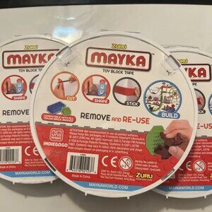 Zuru Mayka (Lot 0f 3 )Toy Block Tape 2m/6.5 FT Green LEGO Compatible